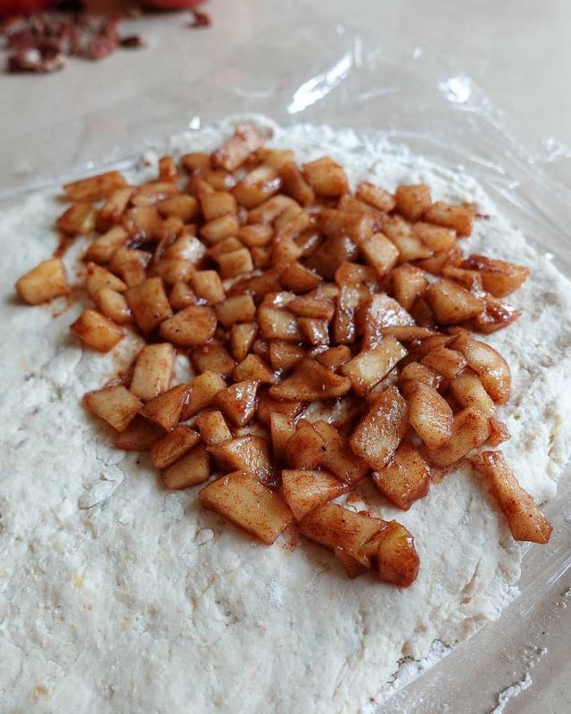 making Healthy Apple Pie Cinnamon Rolls