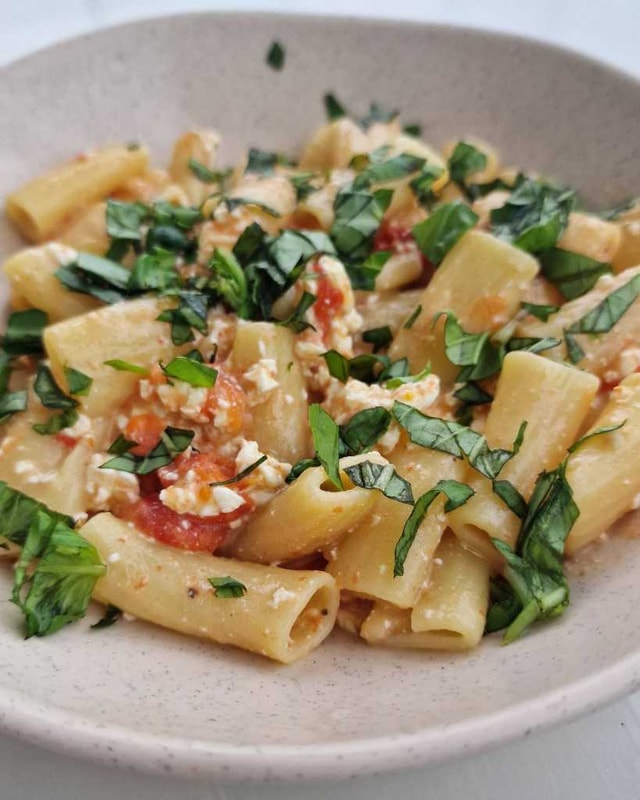Baked Feta Pasta with basil 
