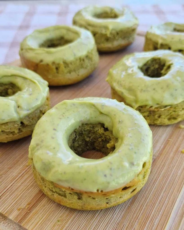 donuts with pistachio chocolate glaze