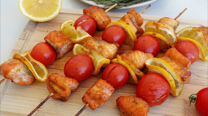 Baked Salmon Skewers