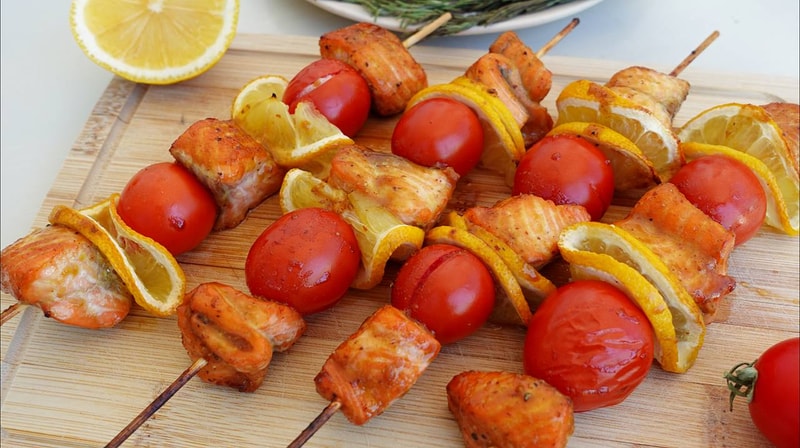 Baked Salmon Skewers