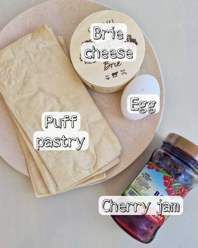 Brie and Jam Puff Pastry ingredients