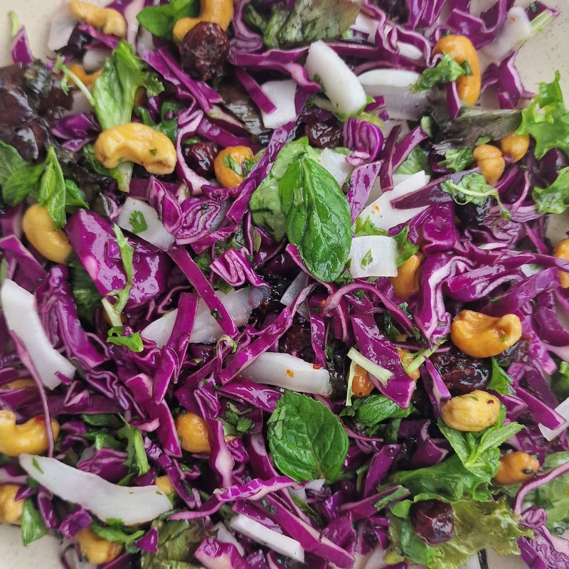Cashew Coconut Slaw with Coconut Lime Vinaigrette