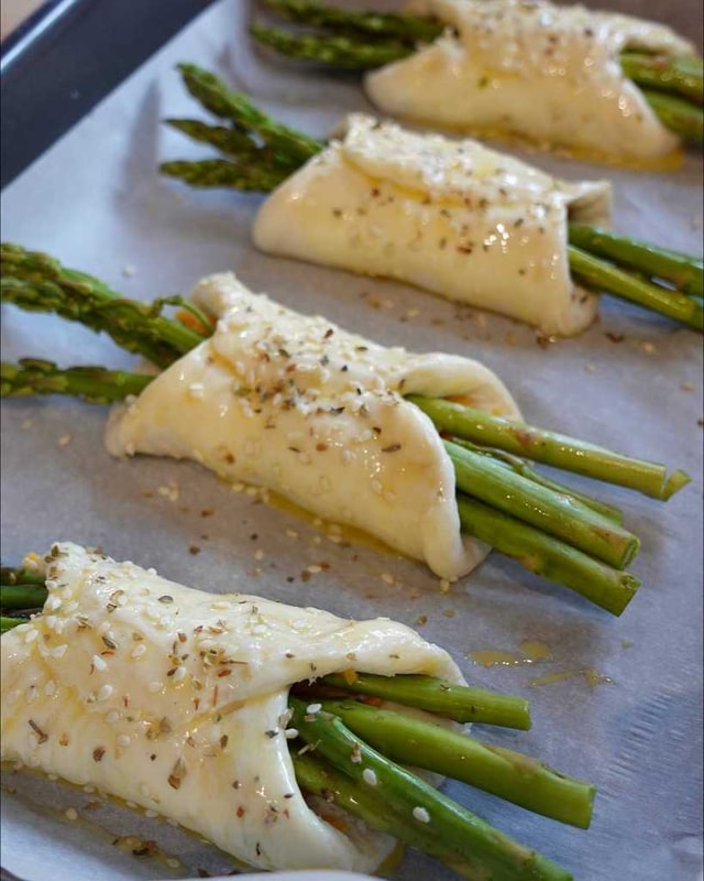 making Cheese and Asparagus Puffs