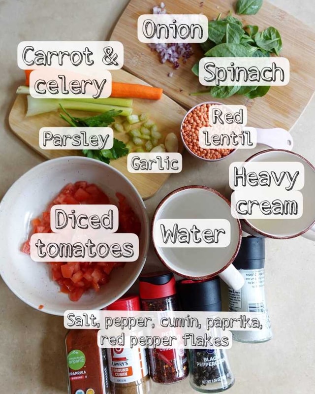 Creamy Red Lentil Stew ingredients