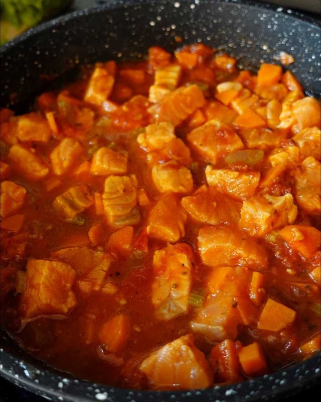 cooking salmon stew