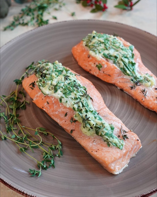 Creamy Spinach Stuffed Salmon