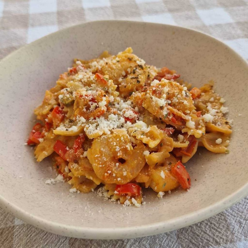 Creamy Tomato Pasta with Garlic Shrimp