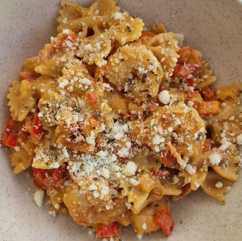 Creamy Tomato Pasta with Garlic Shrimp