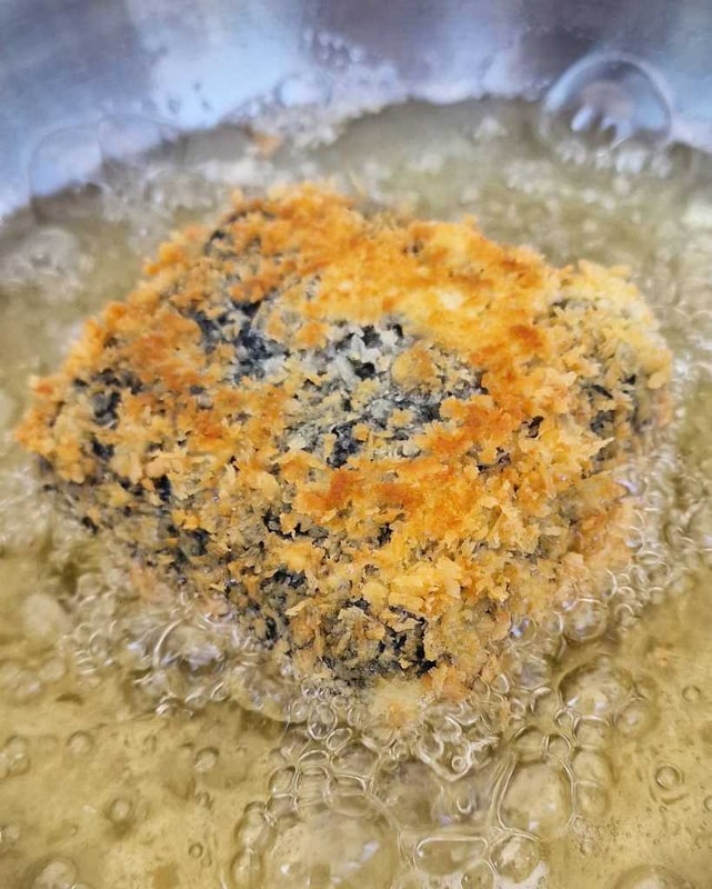 frying Salmon Sushi Sandwich