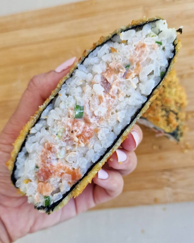 Crispy Salmon Cream Cheese Nori Sandwich