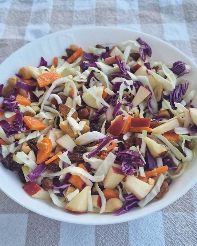 Crunchy Cabbage Salad with Apples and Raisins recipe