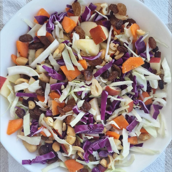 Crunchy Cabbage Salad with Apples and Raisins