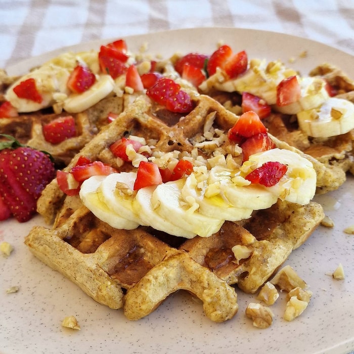 Healthy Banana Oat Waffles
