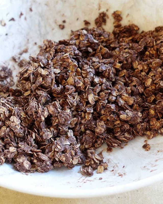 making Homemade Chocolate Protein Granola