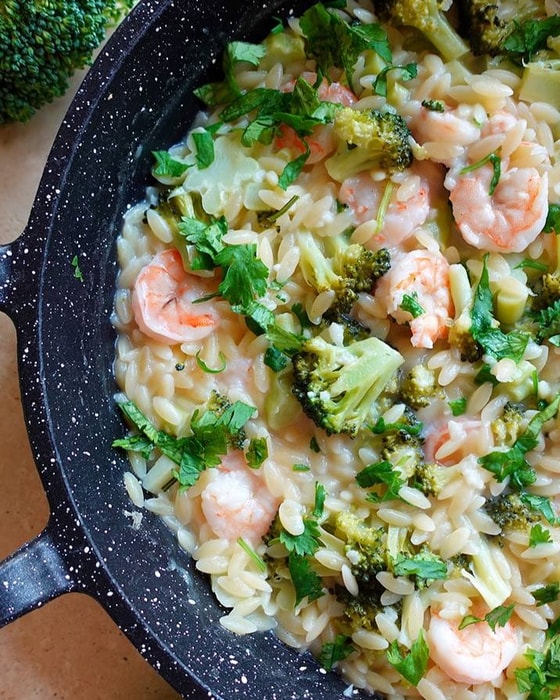 Lemon Broccoli Shrimp Orzo