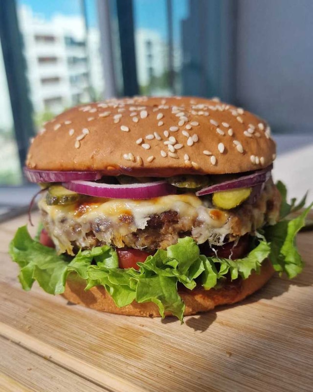 vegetarian burger with soya patty