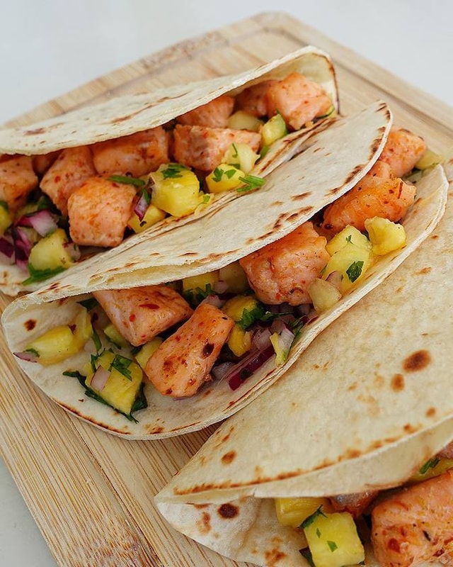 Salmon Tacos with Pineapple Salsa 