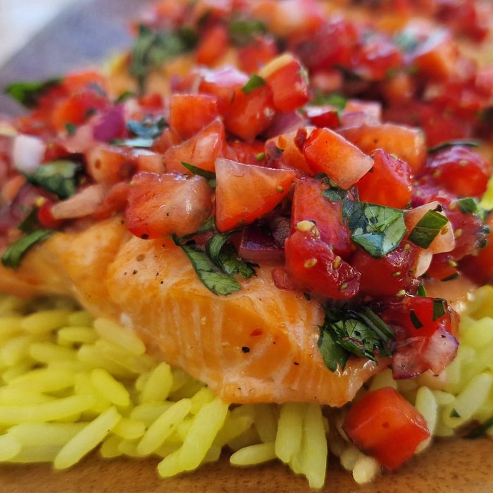 Salmon with Strawberry Salsa